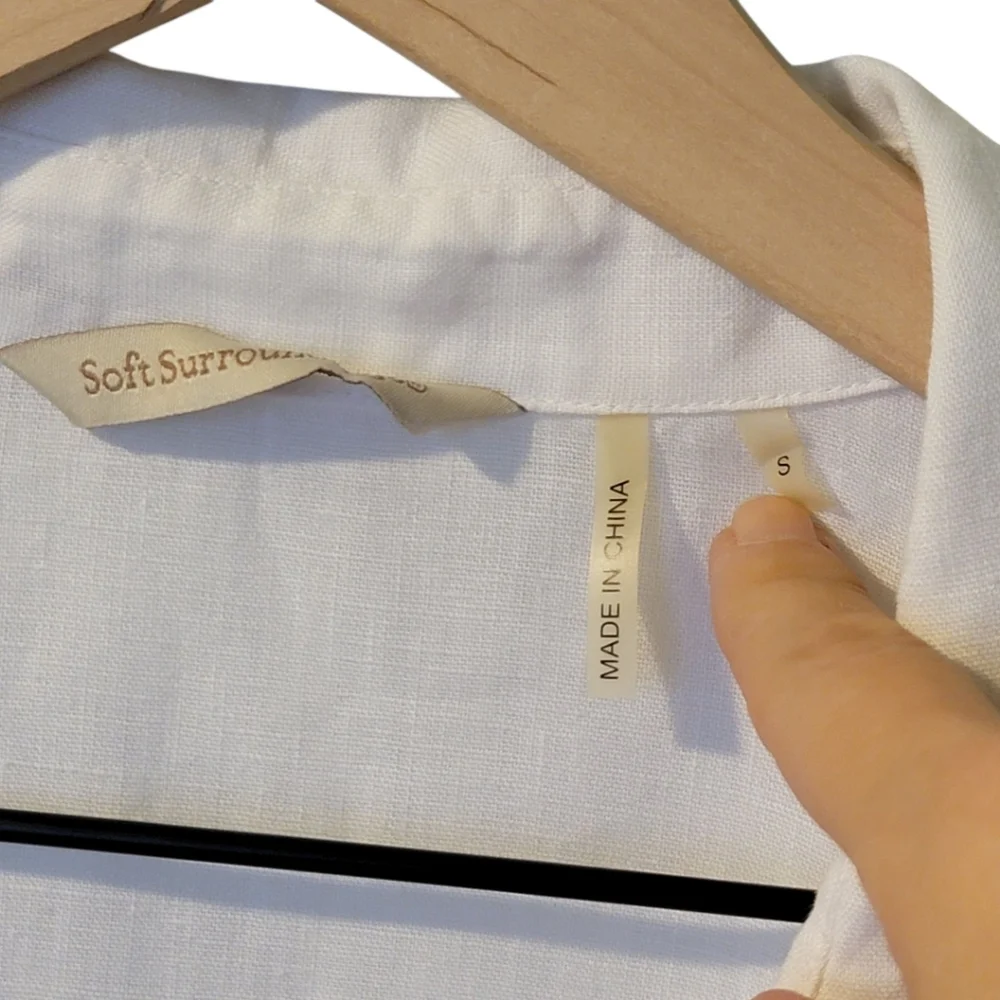 Soft Surroundings Linen White Shirt Dress S‎